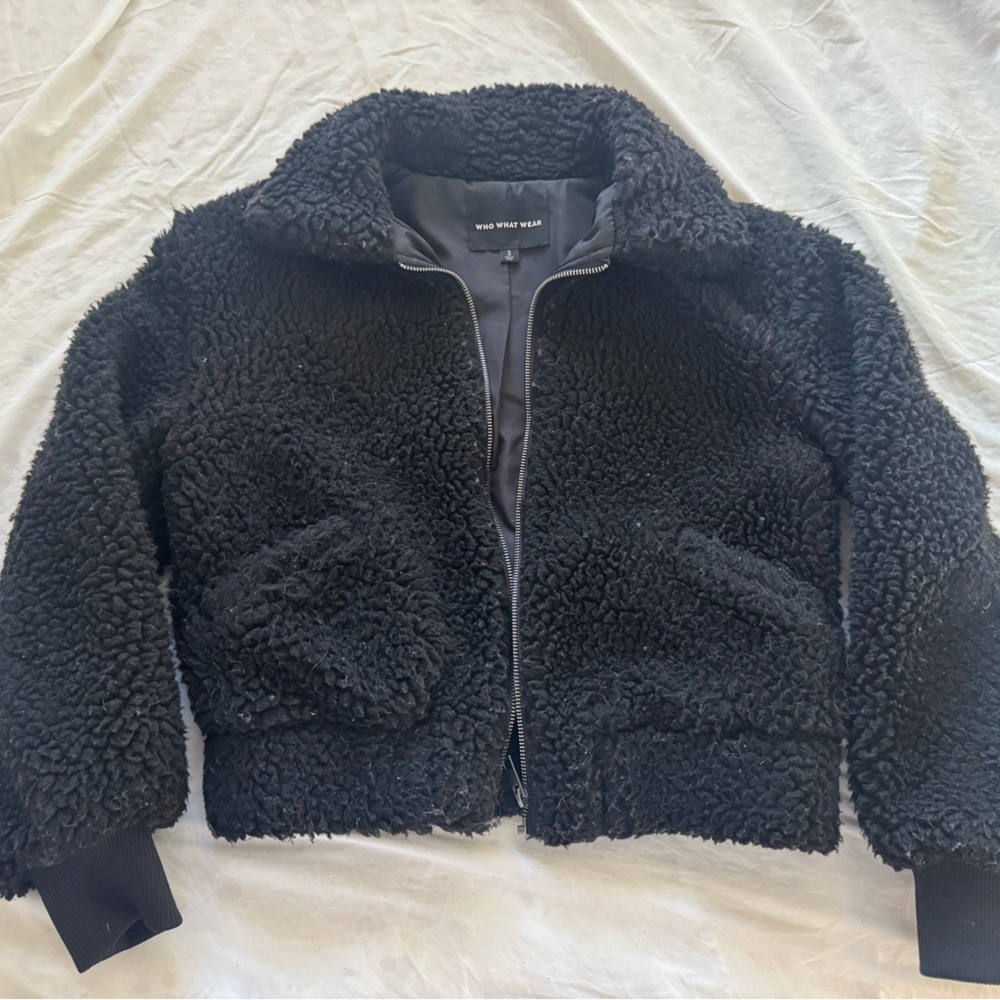 Who What Wear Black Sherpa Jacket
